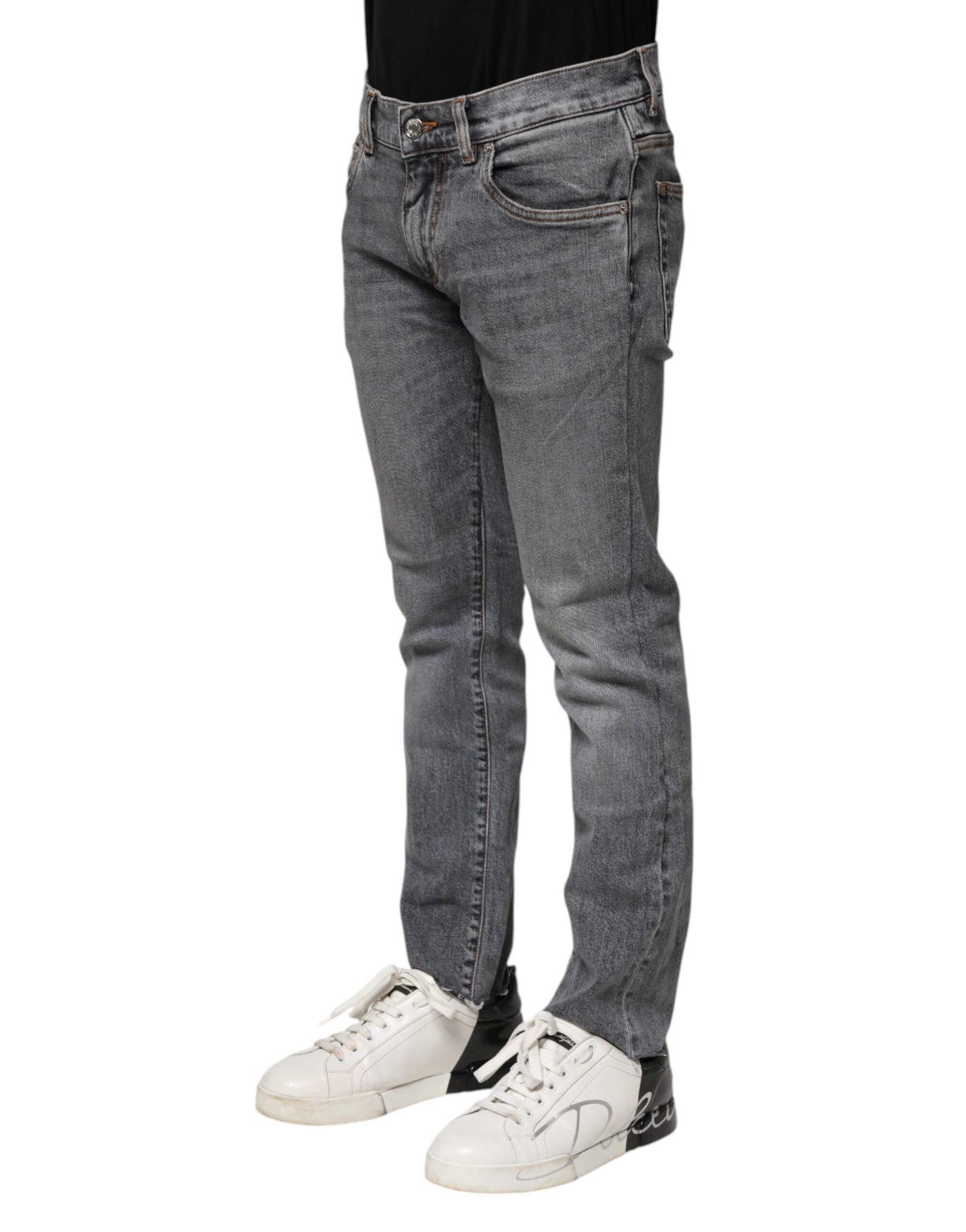 Dolce & Gabbana Graue Baumwolle Skinny Männer Denim Hosen Jeans