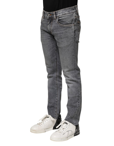 Dolce & Gabbana Graue Baumwolle Skinny Männer Denim Hosen Jeans