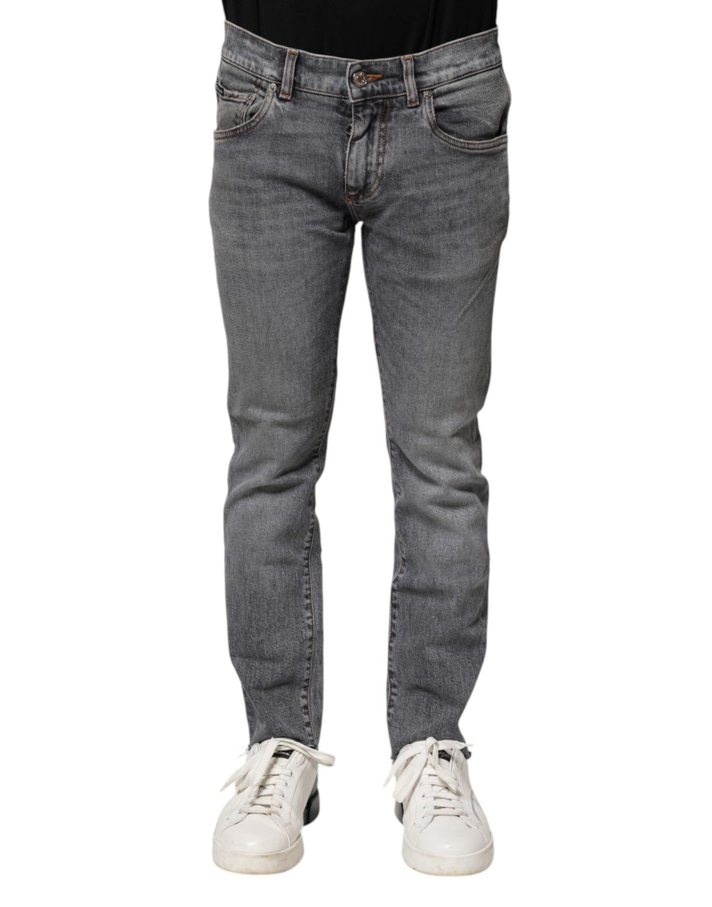 Dolce & Gabbana Graue Skinny Denim-Hosenjeans aus Baumwolle