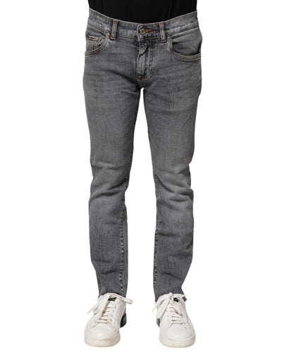 Dolce & Gabbana Graue Skinny Denim-Hosenjeans aus Baumwolle