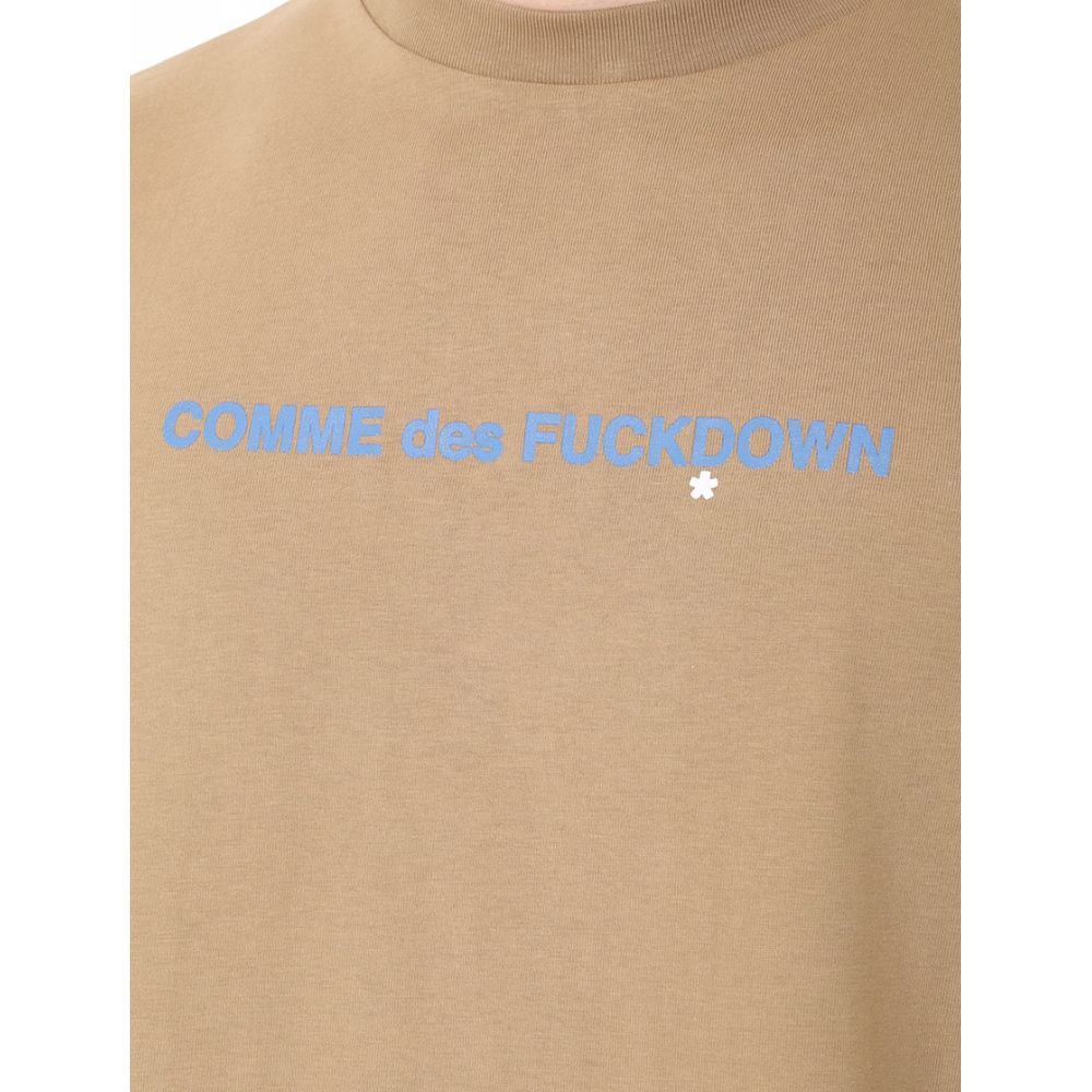 Comme Des Fuckdown T-Shirt aus brauner Baumwolle