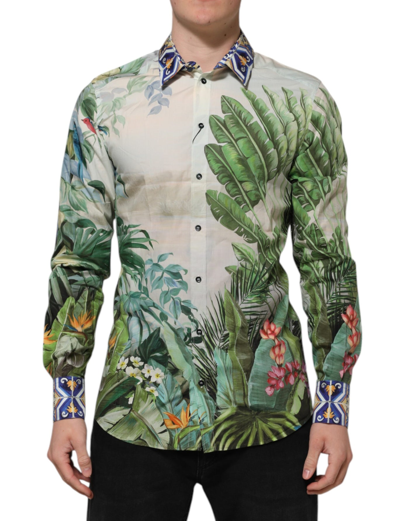 Dolce & Gabbana Mehrfarbiges Hemd mit Dschungeldruck GOLD Formal