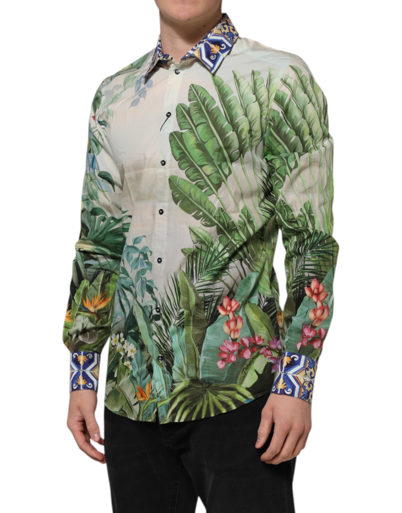 Dolce & Gabbana Mehrfarbiges Hemd mit Dschungeldruck GOLD Formal