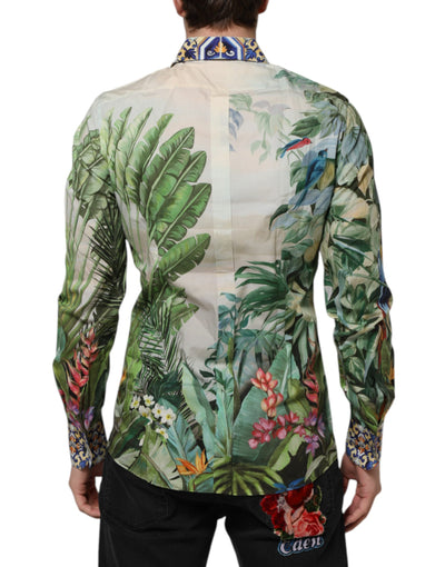 Dolce & Gabbana Mehrfarbiges Hemd mit Dschungeldruck GOLD Formal