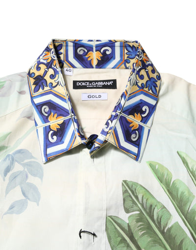 Dolce & Gabbana Mehrfarbiges Hemd mit Dschungeldruck GOLD Formal