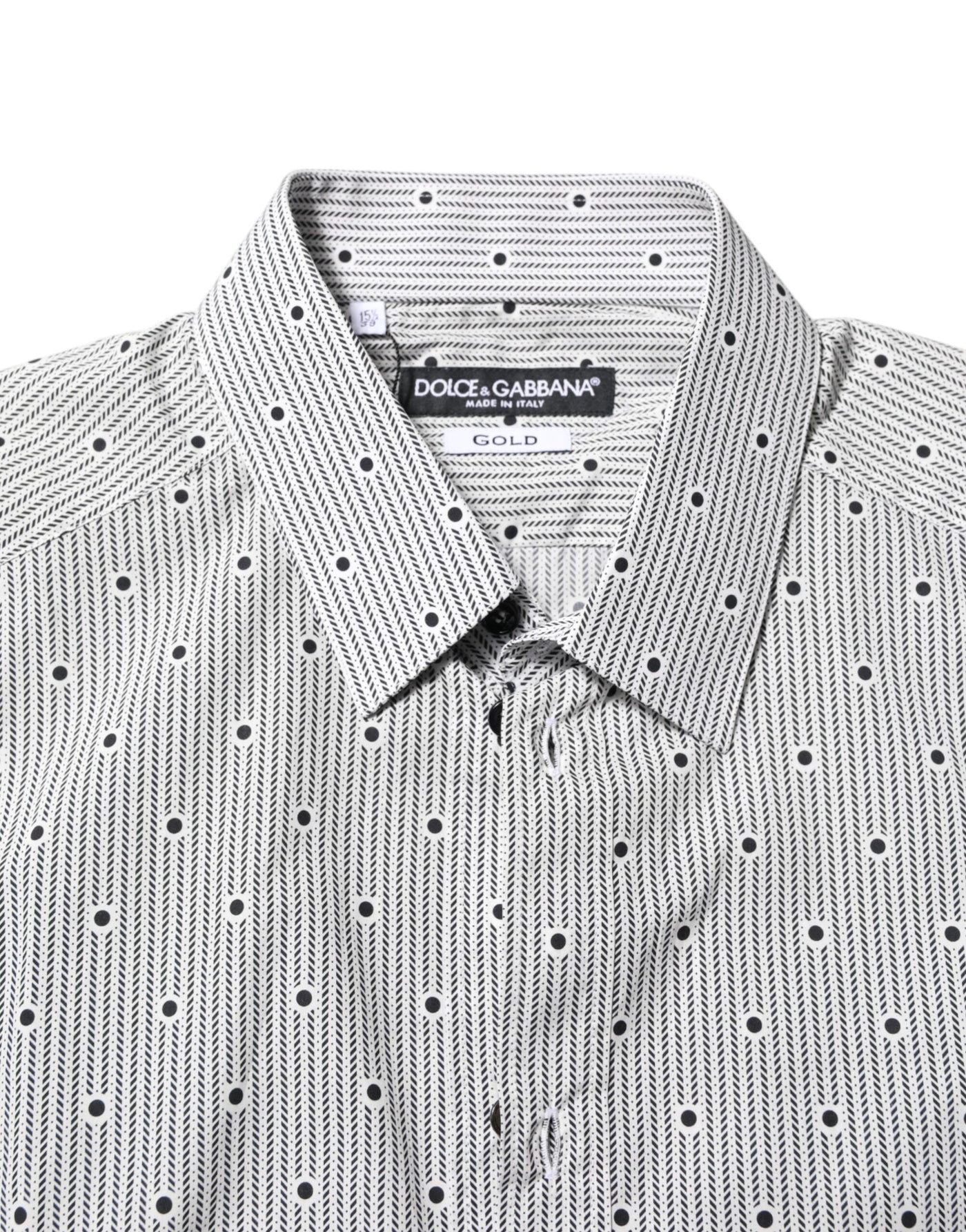 Dolce & Gabbana Grau Gepunktet Semi Fitted GOLD Herren Hemd Formal