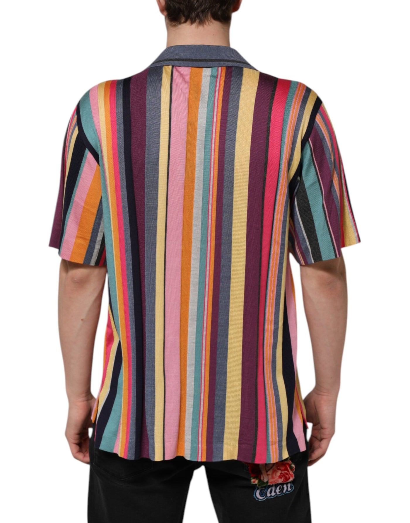 Dolce & Gabbana Mehrfarbig gestreiftes Herren-Polo-T-Shirt mit Kragen