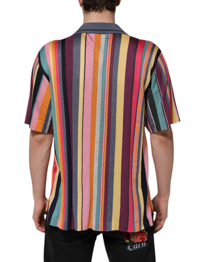 Dolce & Gabbana Mehrfarbig gestreiftes Herren-Polo-T-Shirt mit Kragen
