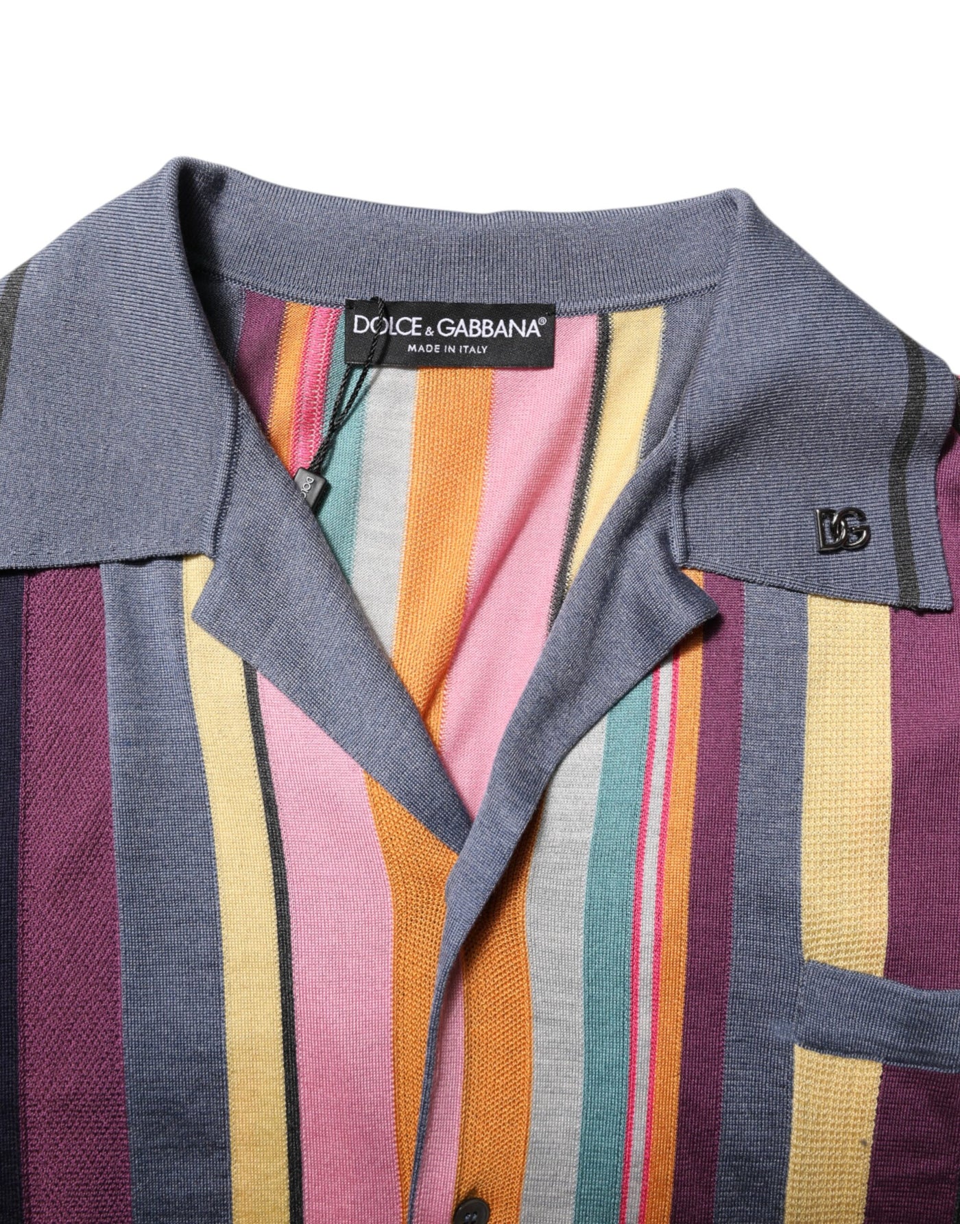 Dolce & Gabbana Mehrfarbig gestreiftes Herren-Polo-T-Shirt mit Kragen