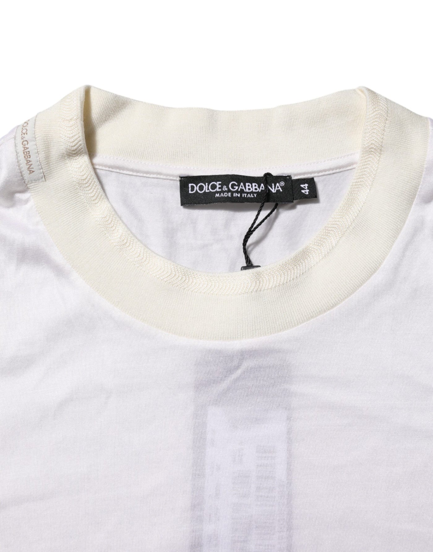 Dolce & Gabbana Weißes Seiden-T-Shirt mit Rundhalsausschnitt und langen Ärmeln