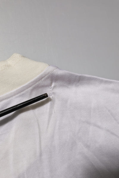Dolce & Gabbana Weißes Seiden-T-Shirt mit Rundhalsausschnitt und langen Ärmeln