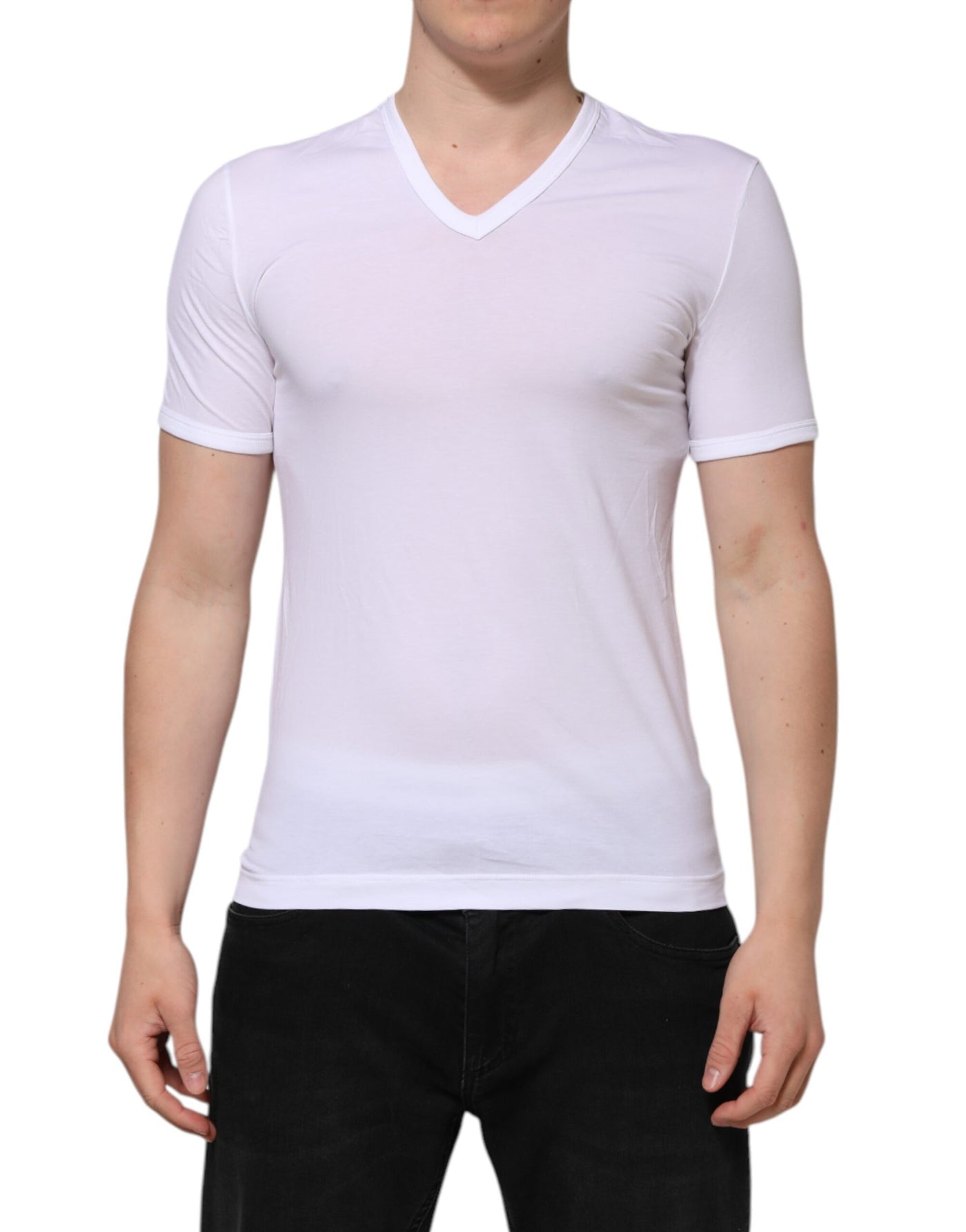 Dolce & Gabbana Weißes Kurzarm-T-Shirt mit V-Ausschnitt Unterwäsche