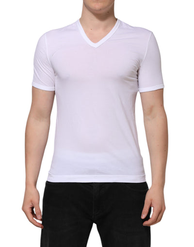 Dolce & Gabbana Weißes Kurzarm-T-Shirt mit V-Ausschnitt Unterwäsche