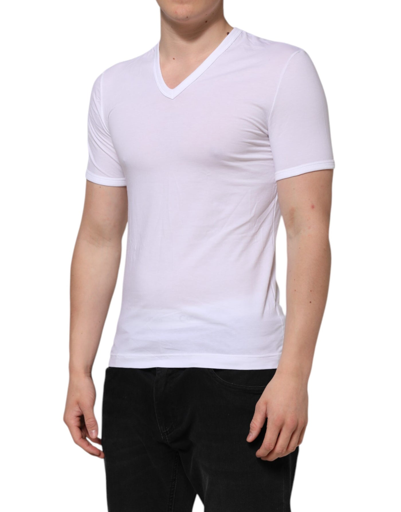 Dolce & Gabbana Weißes Kurzarm-T-Shirt mit V-Ausschnitt Unterwäsche