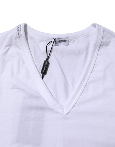 Dolce & Gabbana Weißes Kurzarm-T-Shirt mit V-Ausschnitt Unterwäsche