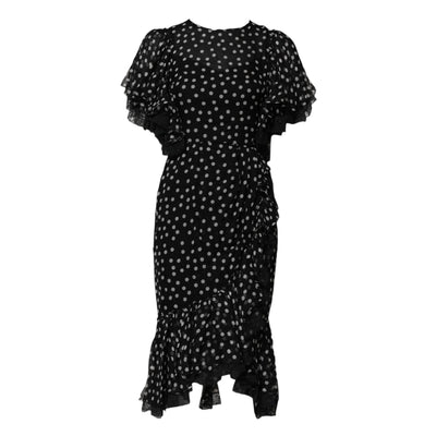 Dolce & Gabbana Schwarz Weiß Spitze Polka Dot Chiffon Kleid