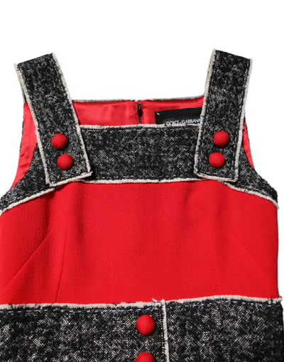 Dolce & Gabbana Rotes ärmelloses Minikleid aus Wolle in ausgestellter A-Linie