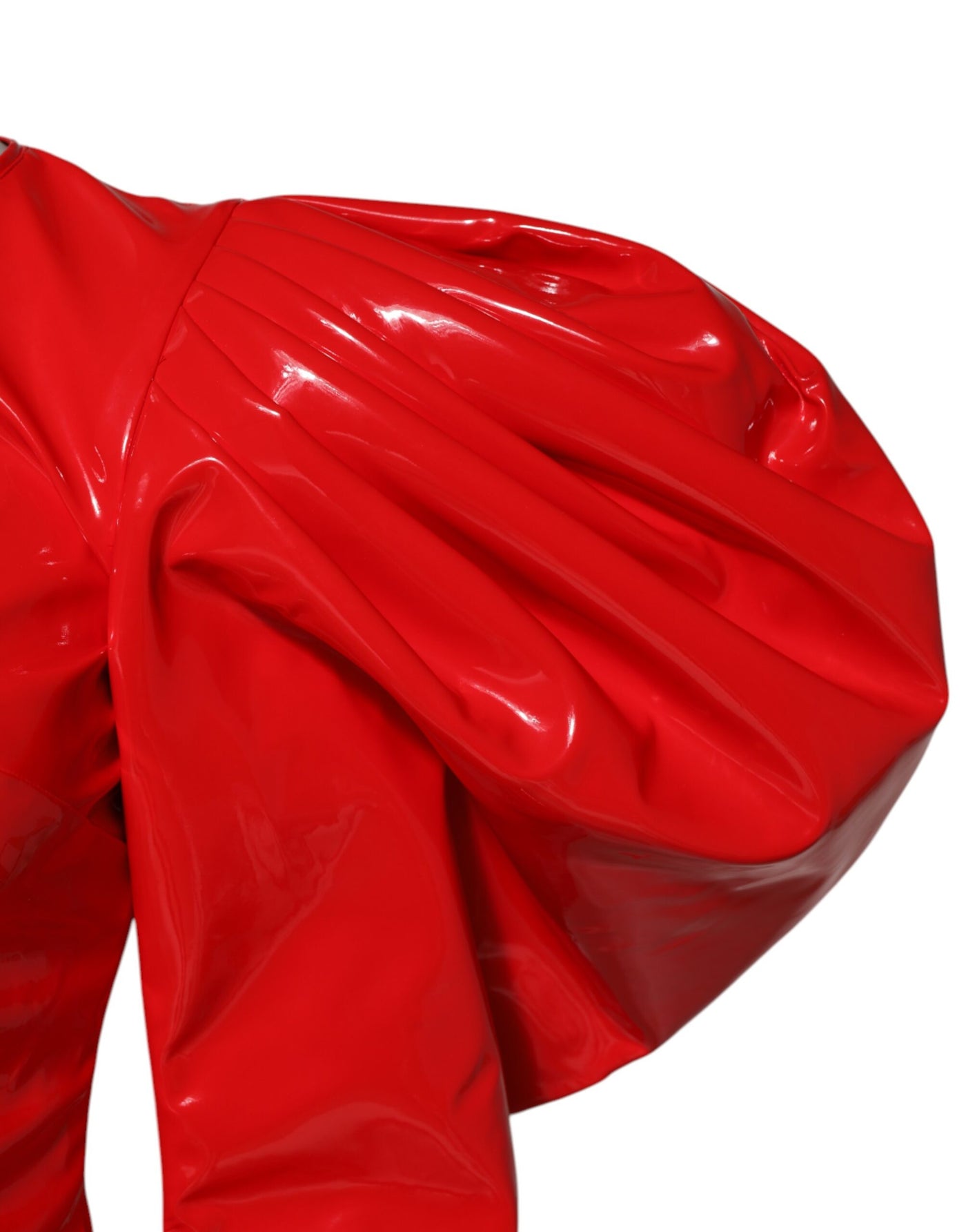 Dolce & Gabbana Rotes Lackleder Minikleid mit Puffärmeln