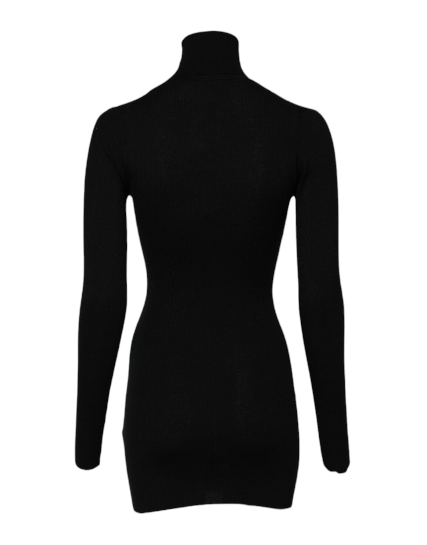 Dolce & Gabbana Schwarzes langärmeliges Mini-Kleid mit Rollkragen
