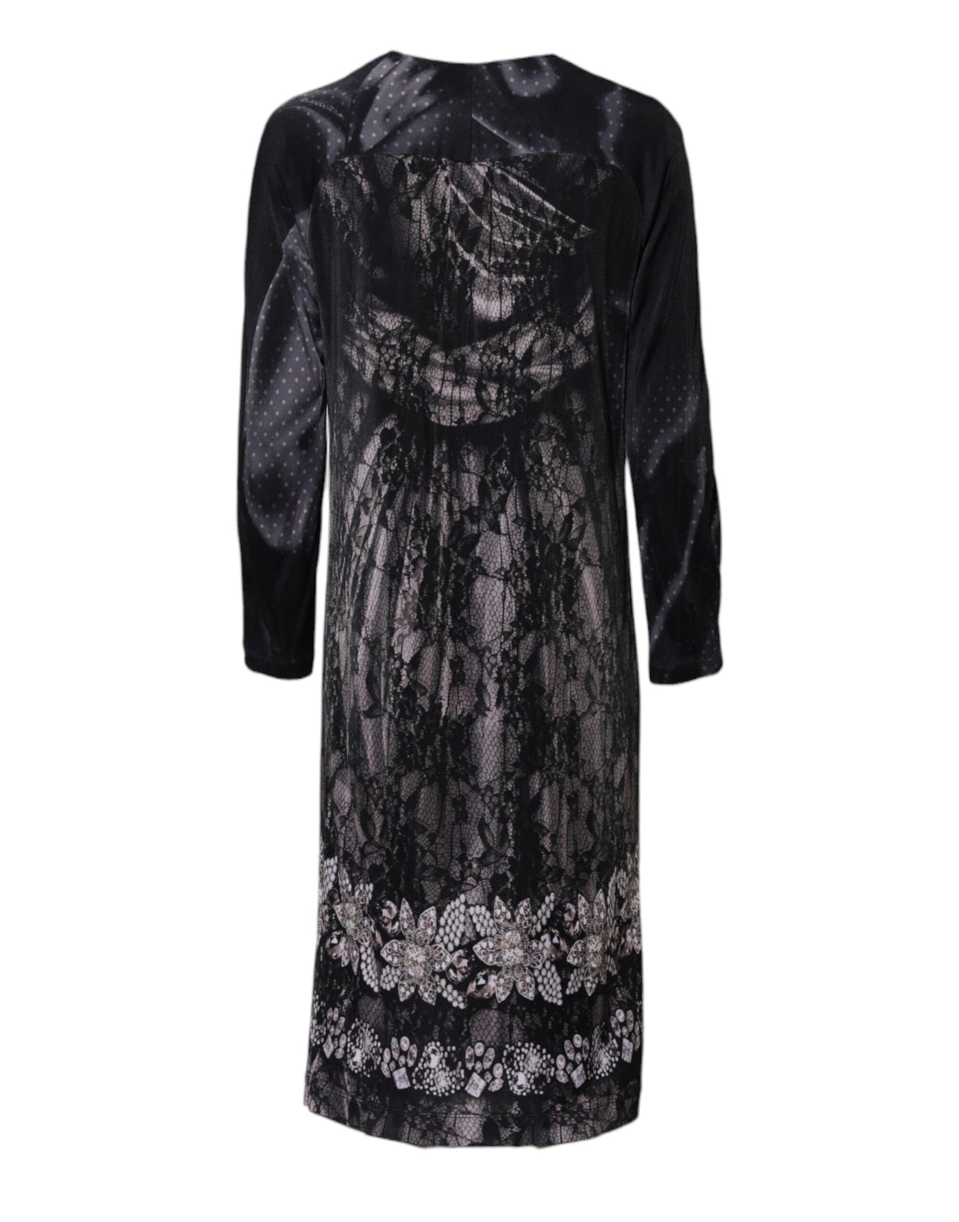 Roberto Cavalli Schwarzes geblümtes Viskose-Midikleid