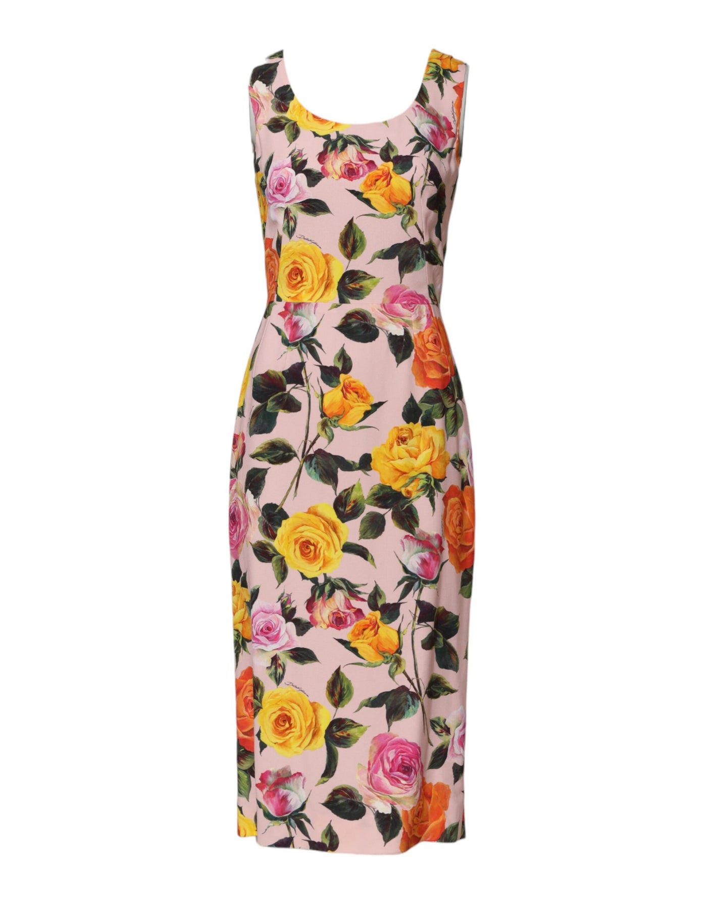 Dolce & Gabbana Multicolor Floral Knielanges Etuikleid