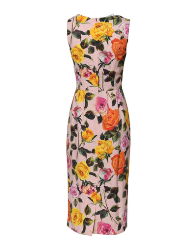 Dolce & Gabbana Multicolor Floral Knielanges Etuikleid