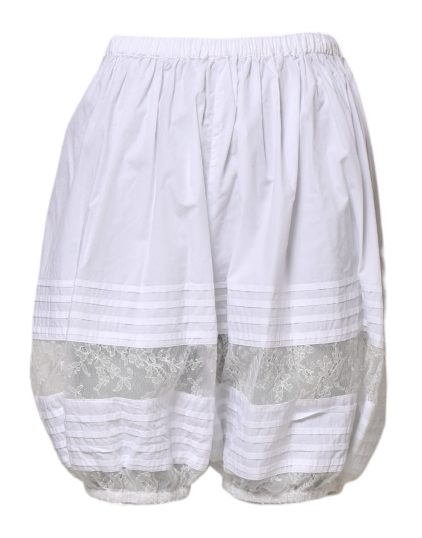 Dolce & Gabbana Weiße Shorts aus Baumwolle mit Spitzenbesatz und hoher Taille
