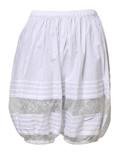 Dolce & Gabbana Weiße Shorts aus Baumwolle mit Spitzenbesatz und hoher Taille