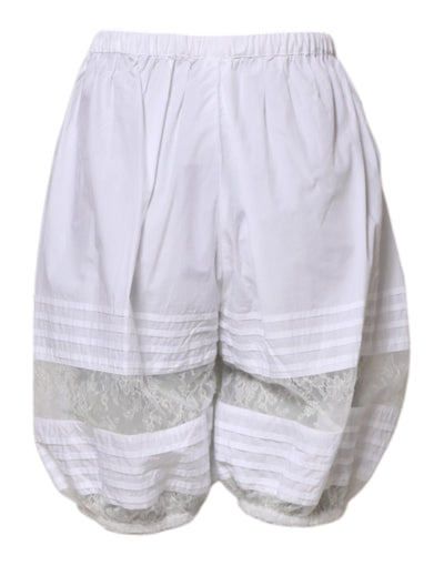 Dolce & Gabbana Weiße Shorts aus Baumwolle mit Spitzenbesatz und hoher Taille