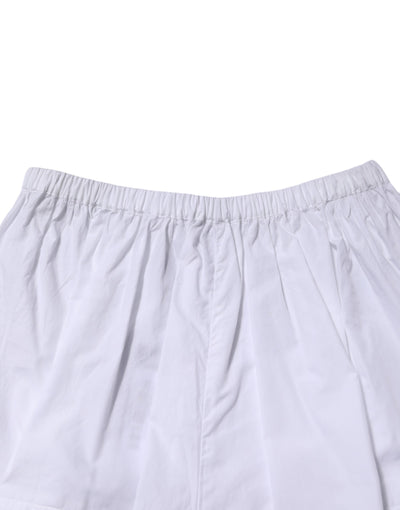 Dolce & Gabbana Weiße Shorts aus Baumwolle mit Spitzenbesatz und hoher Taille