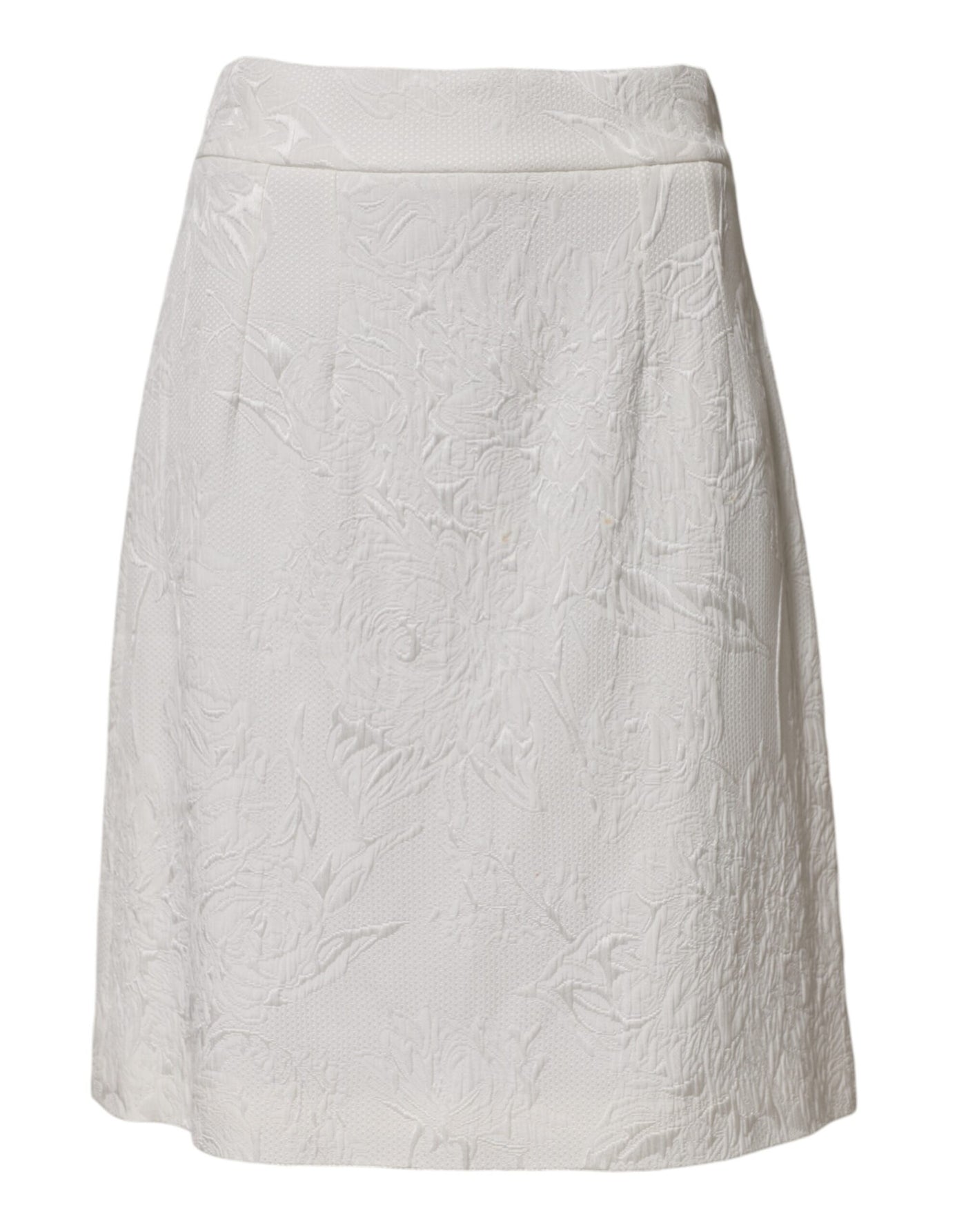 Dolce & Gabbana Weißer geblümter Brokatrock in A-Linie mit hoher Taille