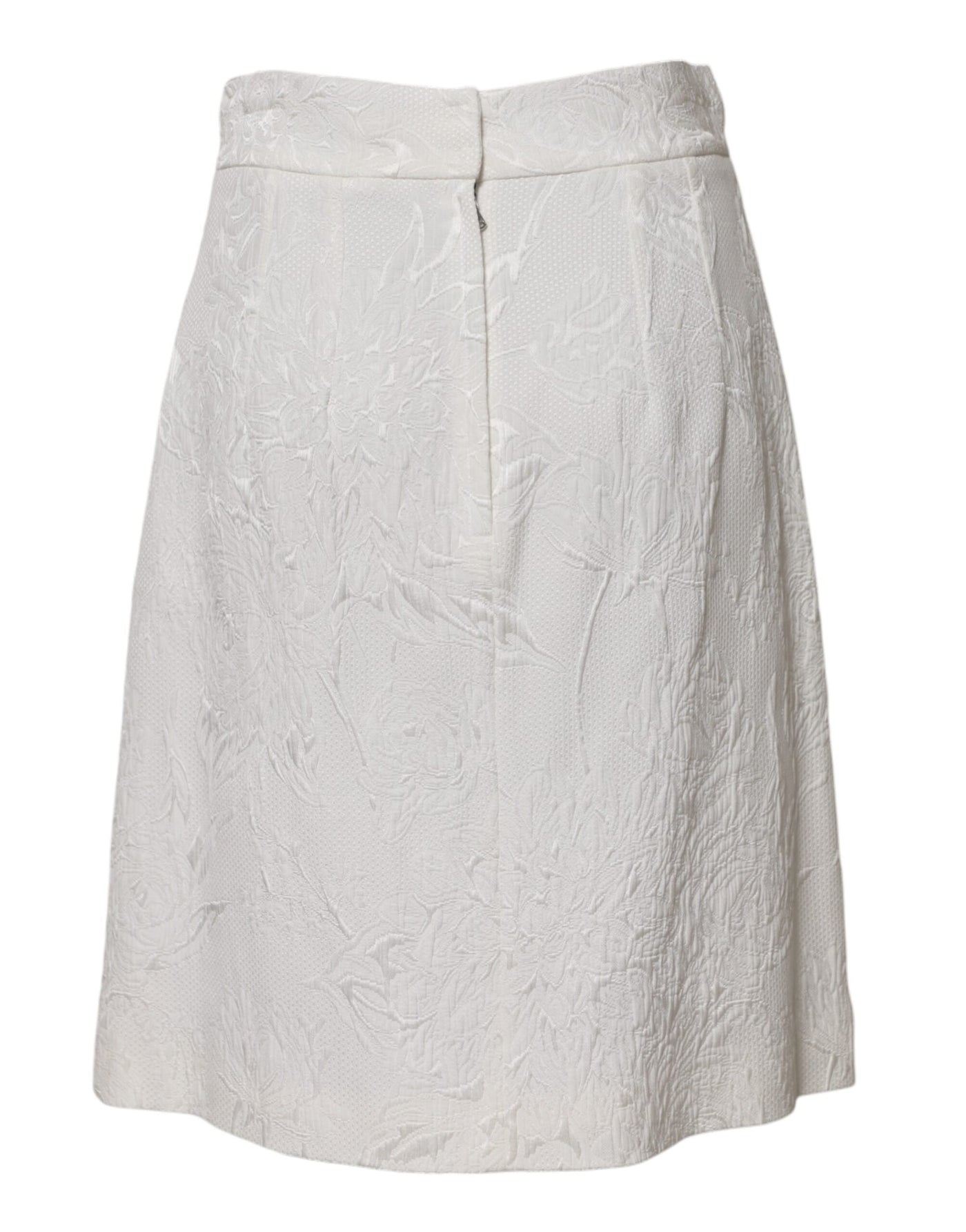 Dolce & Gabbana Weißer geblümter Brokatrock in A-Linie mit hoher Taille