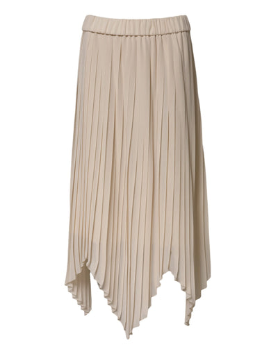 Peserico Beige Polyester Faltenrock A-Linie Hohe Taille Midirock