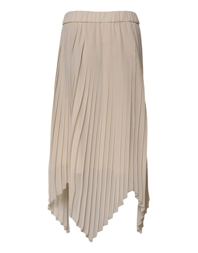 Peserico Beige Polyester Faltenrock A-Linie Hohe Taille Midirock