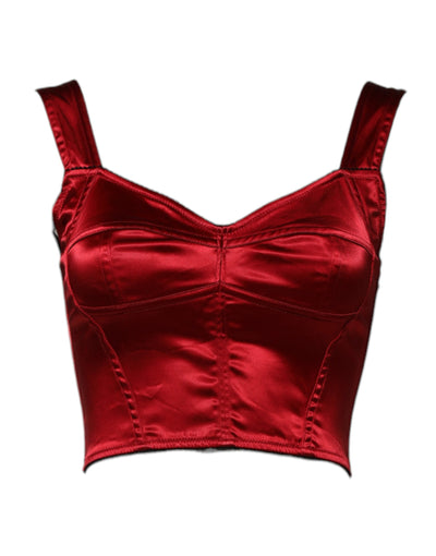 Dolce & Gabbana Rotes Bustier Ärmelloses Korsett Cropped Top