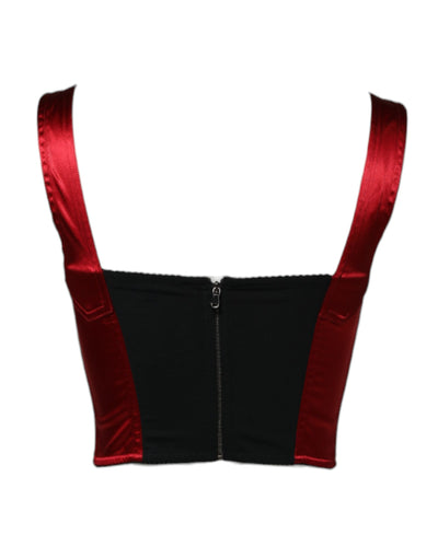 Dolce & Gabbana Rotes Bustier Ärmelloses Korsett Cropped Top