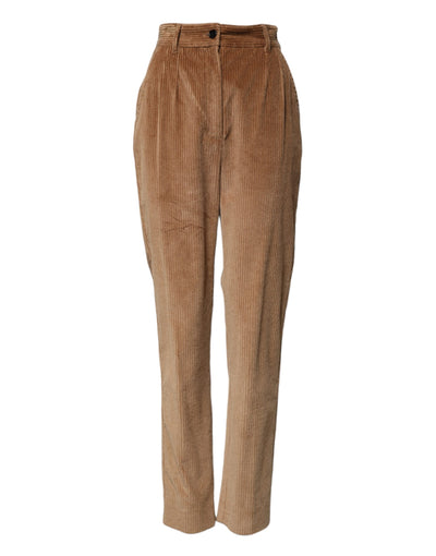 Dolce & Gabbana Braune Baumwoll-Cordhose in Kegelform