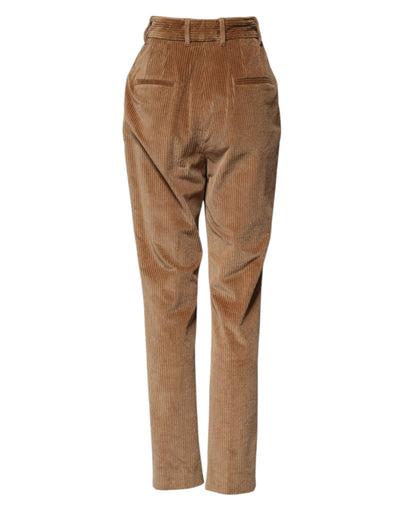 Dolce & Gabbana Braune Baumwoll-Cordhose in Kegelform