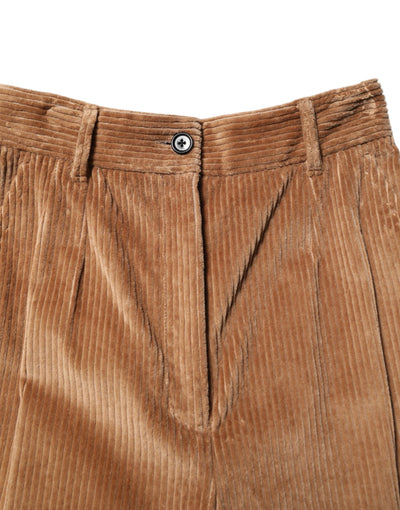 Dolce & Gabbana Braune Baumwoll-Cordhose in Kegelform