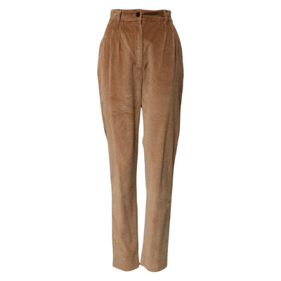 Dolce & Gabbana Braune Baumwoll-Cordhose in Kegelform