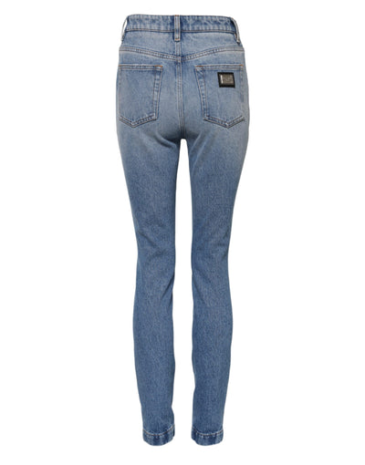 Dolce & Gabbana Blau gewaschene Skinny Denim Jeans mit hoher Taille