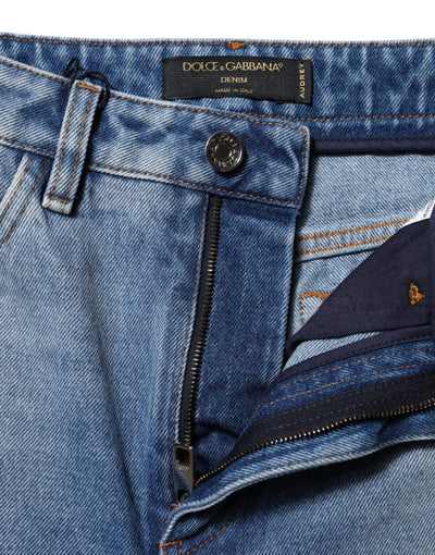 Dolce & Gabbana Blau gewaschene Skinny Denim Jeans mit hoher Taille