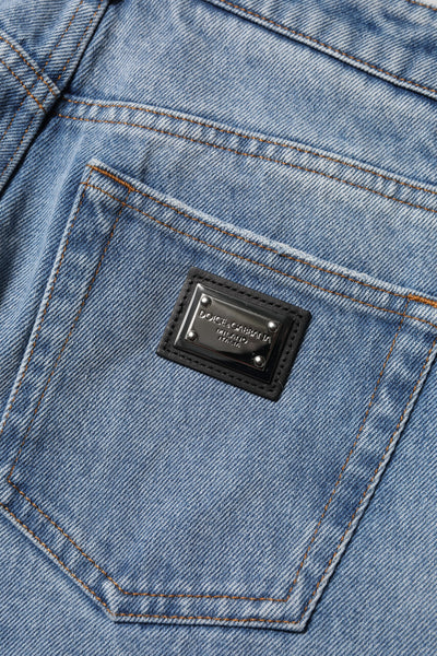 Dolce & Gabbana Blau gewaschene Skinny Denim Jeans mit hoher Taille