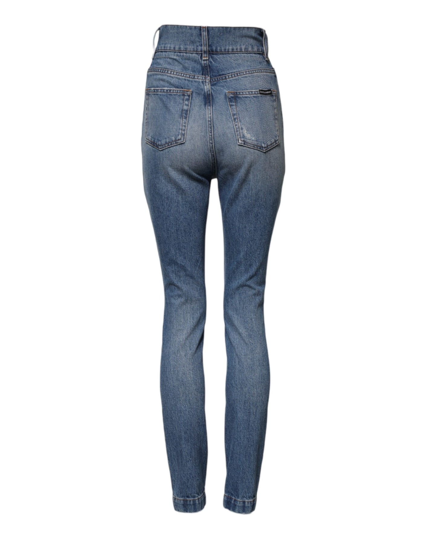 Dolce & Gabbana Blau gewaschene Skinny Denim Jeans mit hoher Taille