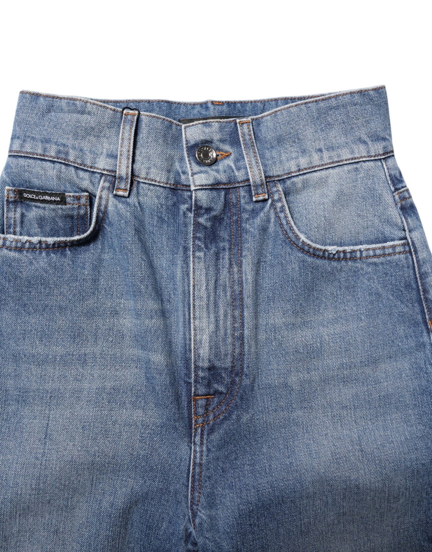 Dolce & Gabbana Blau gewaschene Skinny Denim Jeans mit hoher Taille
