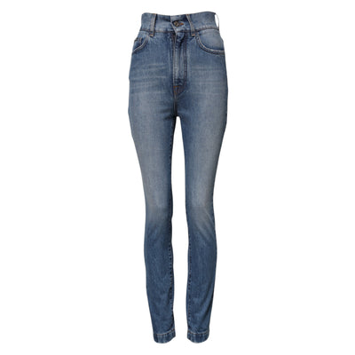 Dolce & Gabbana Blau gewaschene Skinny Denim Jeans mit hoher Taille