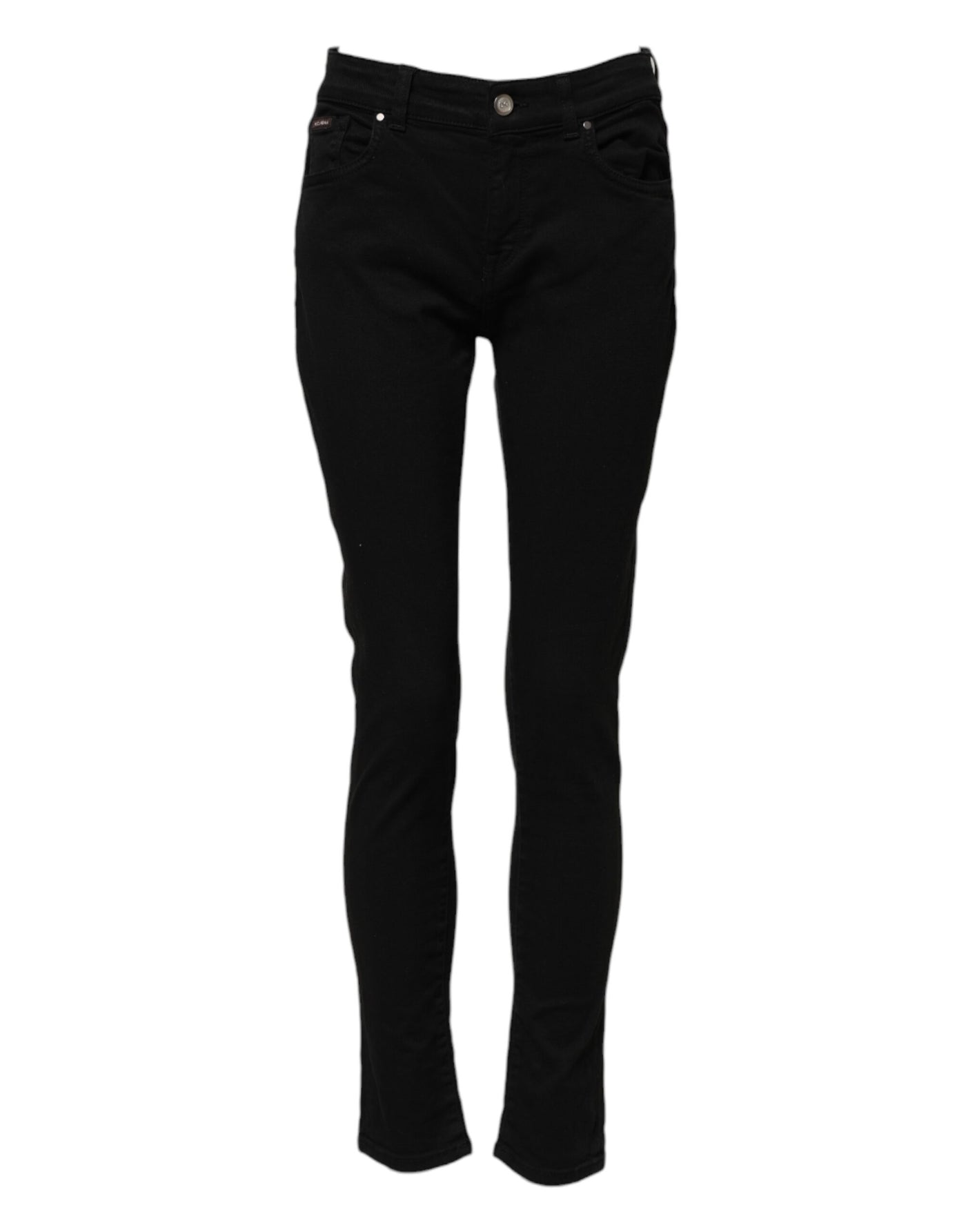 Dolce & Gabbana Schwarze Baumwolle Logo Skinny Mid Waist Denim Jeans