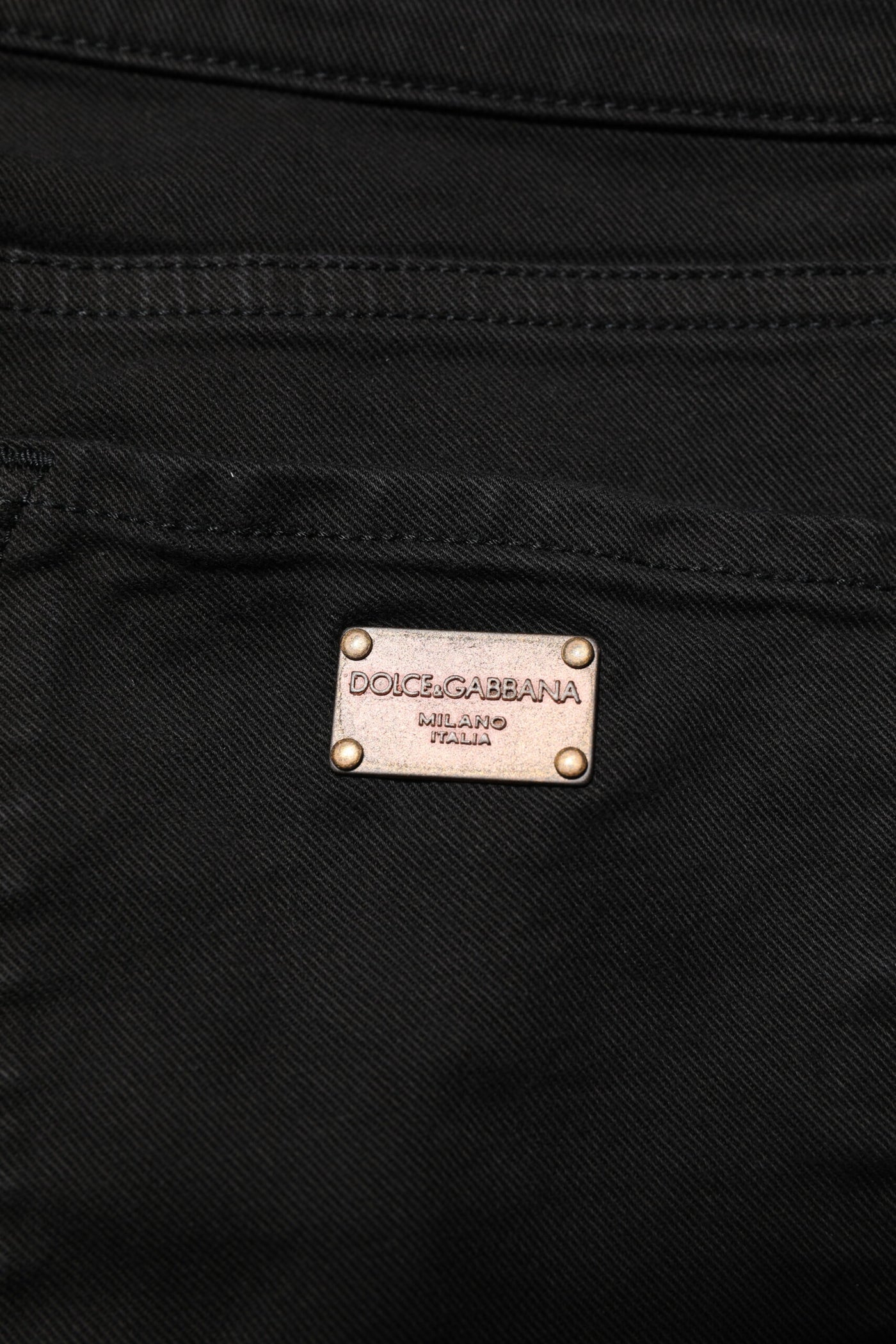Dolce & Gabbana Schwarze Baumwolle Logo Skinny Mid Waist Denim Jeans