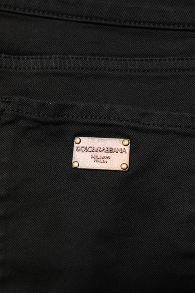 Dolce & Gabbana Schwarze Baumwolle Logo Skinny Mid Waist Denim Jeans