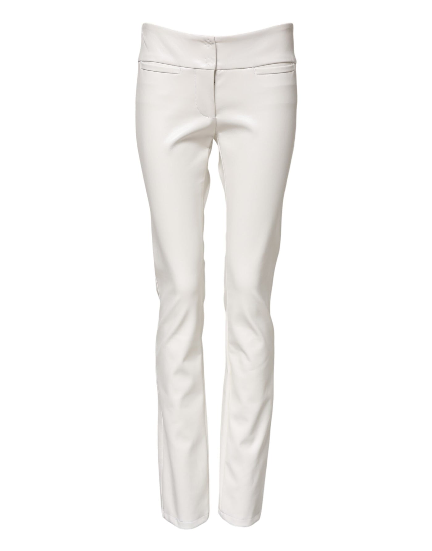 Dolce & Gabbana Weiße Polyurethan-Hose mit hoher Taille und konisch zulaufender Hose